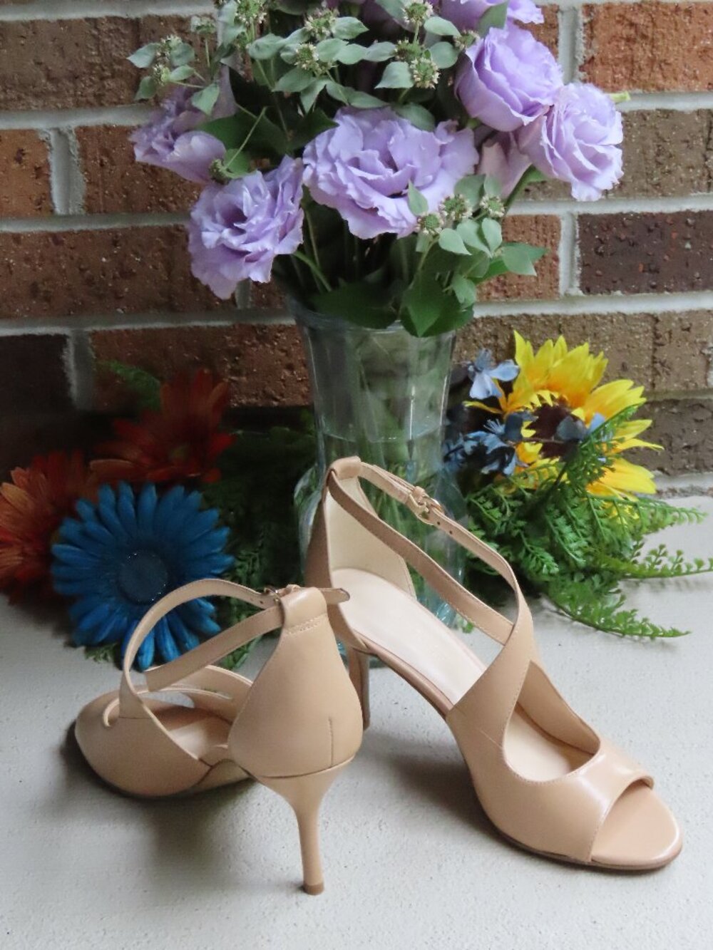 Natural strappy heel sandal